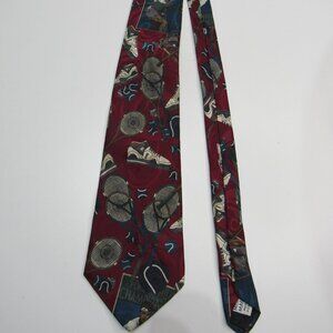 Vintage American Sports Micro Magic Tennis Sport Neck Tie All Over Print Novelty